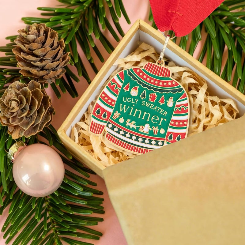 Jocomoni Christmas Ugly Sweater Medal Award Contest Medals with Neck Ribbon Christmas Tree Ornament Contest Prizes for Ugly Sweater Contest Party Xmas Party Supplies - Image 4